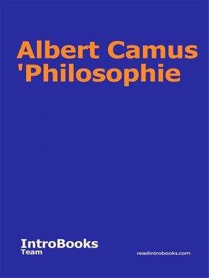 cover image of Albert Camus 'Philosophie